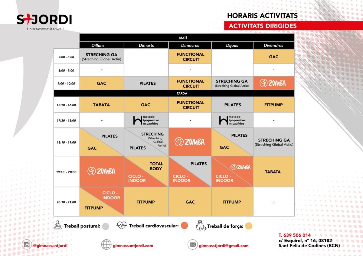Horari d'activitats dirigides