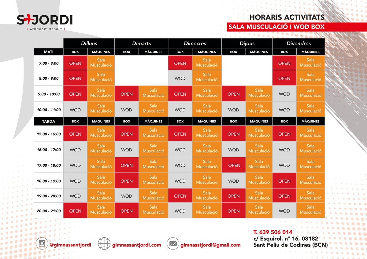 Horari WOD i sala